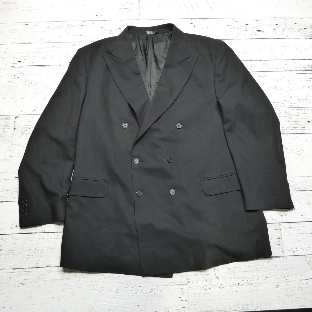 Vito Rufolo Blazer Mens 50‎ Long Black Made in Italy Wool Super 100s San Martino